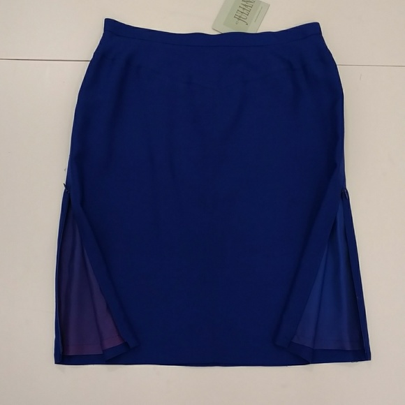 Silk Suit Pantsuit Blazer Jacket & Skirt Rich Cobalt Blue Vintage 90s Y2K 3 pc's - Picture 5 of 8